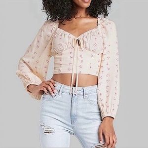 Milkmaid puff sleeve crop top